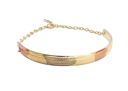 Three Tone Gold Plated Fashion Bangle Bracelet